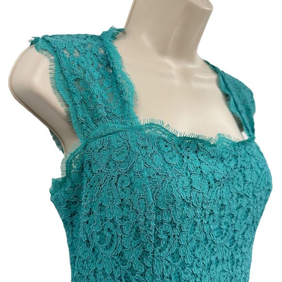 Adrianna Papell Jade Green Cap Sleeve Lace Cocktail Party Date Mini Dress 6 - Picture 4 of 10